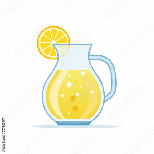 Glass Pitcher Of Lemonade With Lemon Slice