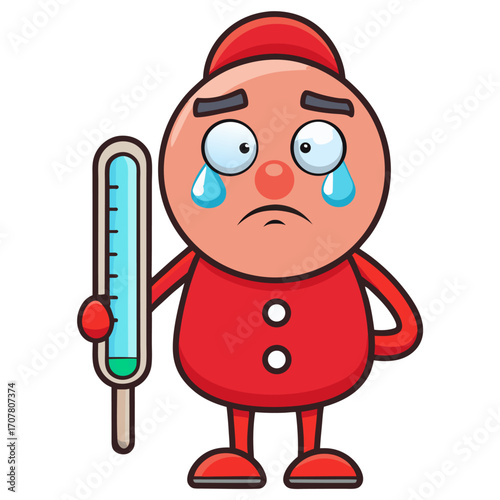 cartoon human character with flushed red cheeks s