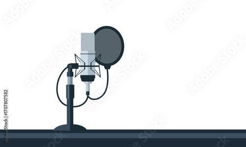 Professional studio microphone with pop filter for audio recording