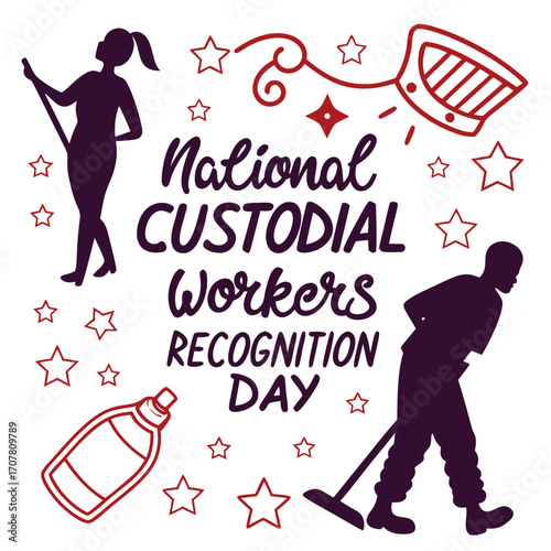 NATIONAL CUSTODIAL WORKER'S RECOGNITION DAY vector illustration