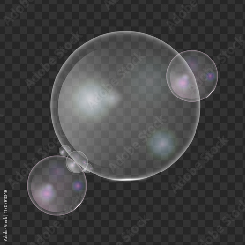 Cluster of abstract soap bubbles
