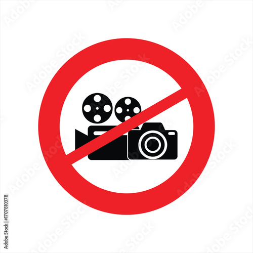 Red circle prohibiting filming or photography.