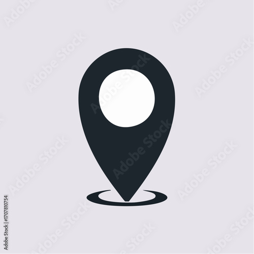 Dark Location Pin Marker with Base Shadow