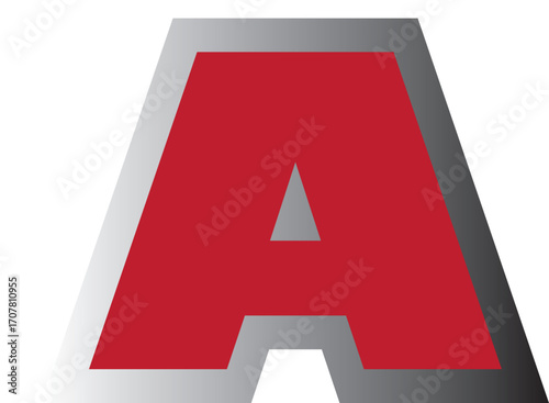 Stylized red capital letter with gray gradient border in geometric 3D design. Ideal for logos, branding, monograms, and modern typography-based creative compositions.