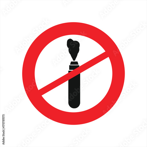 No vaping sign with a red circle and a black vape pen.