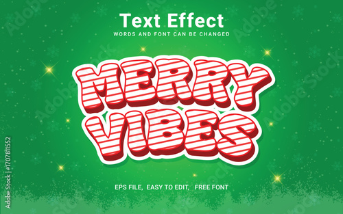 Editable Merry Vibes text effect, Merry christmas editable text effect
