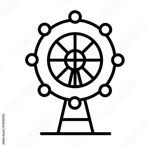 Ferris Wheel vector line icon design