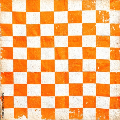 Aged orange and white checkered pattern
