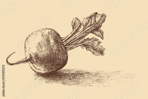 Beetroot illustration in a vintage style. This vector illustration can be used in any size you like for advertising, logos, and other work.