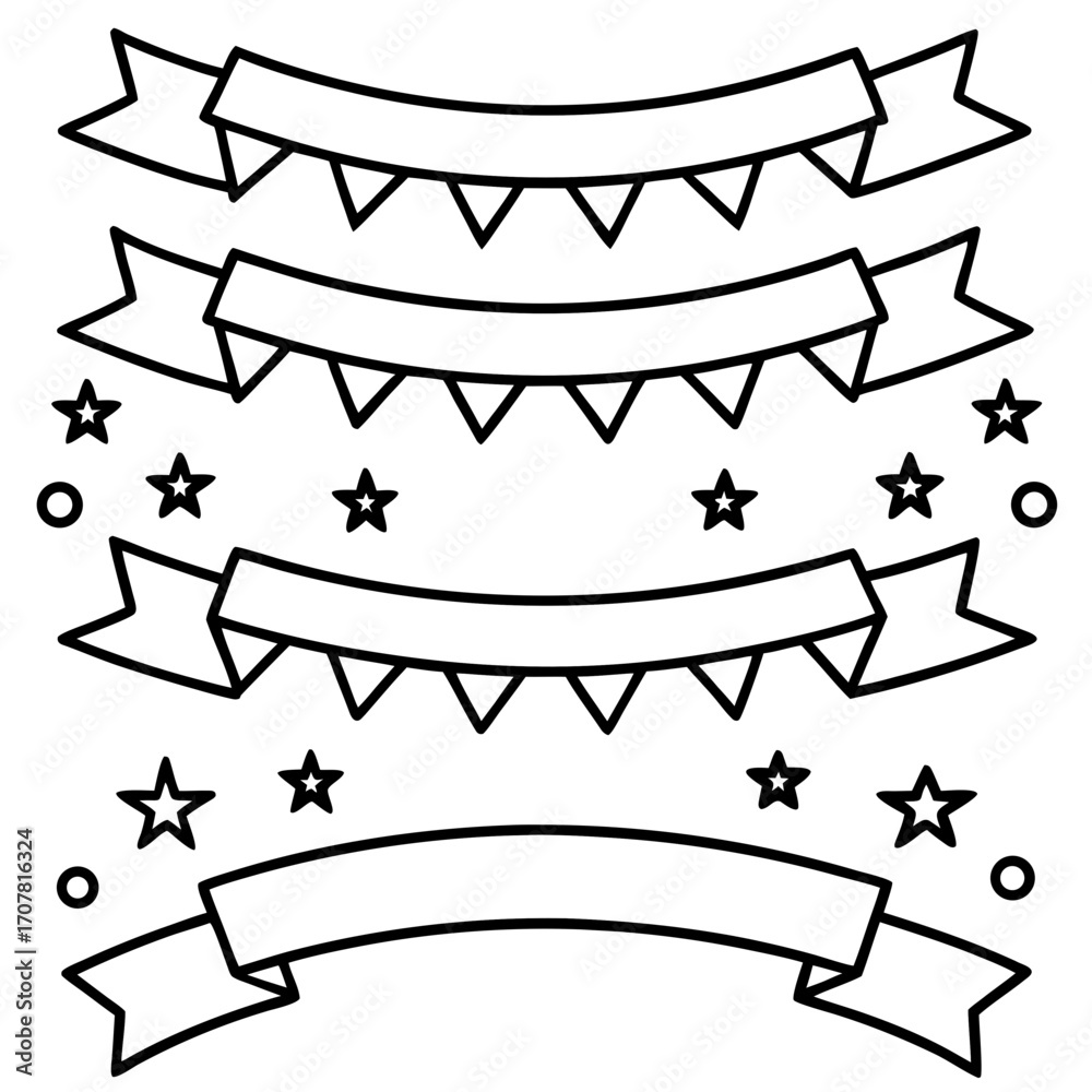 Fototapeta premium Merry Celebration Banner Line Art Vector