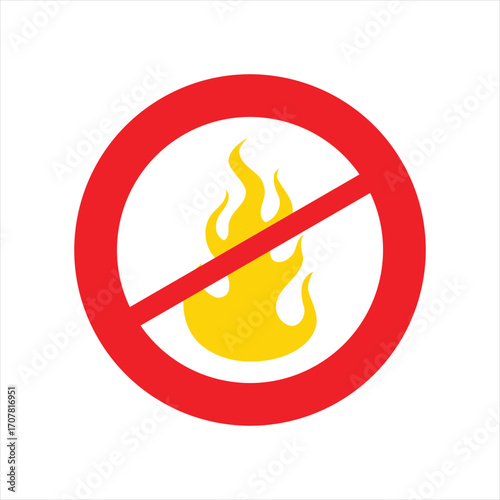 Red circle prohibiting fire, no flames allowed.