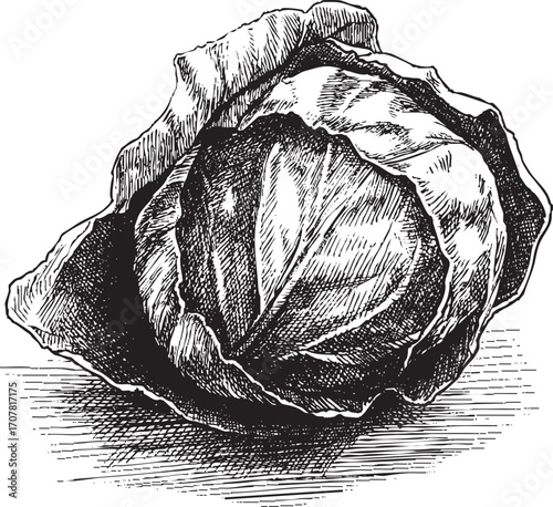 Cabbage illustration on a white background. This vector illustration can be used in any size you like for advertising, logos, and other work.