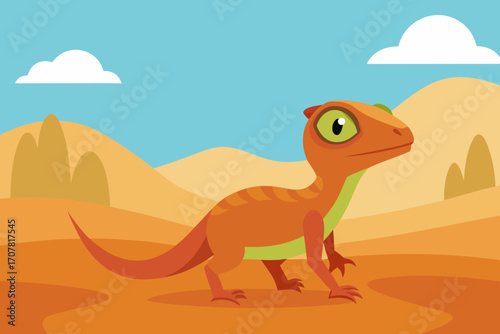  cartoon lizard in desert 