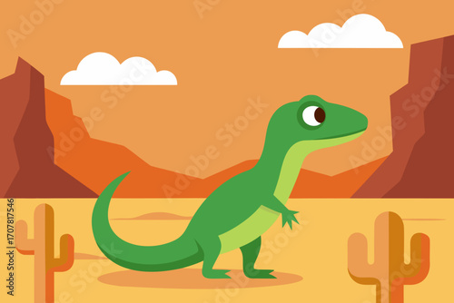  cartoon lizard in desert 