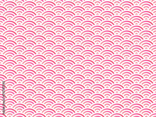 青海波模様のピンクの背景イラスト