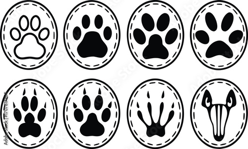 Diverse Animal Paw Prints Vector Set Illustration for Pet Care and Wildlife Education Materials and Animal Rights Advocacy Symbols