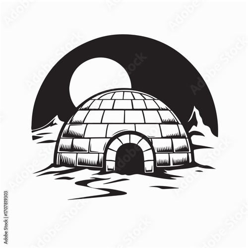 Igloo Eskimo House Antarctic Vector Logo Design isolated on white background