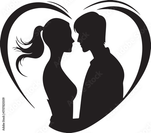 silhouette of a couple ,silhouette of a couple with heart