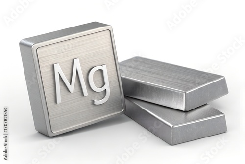 Magnesium ingots reflecting light, showcasing mineral wealth and industrial material