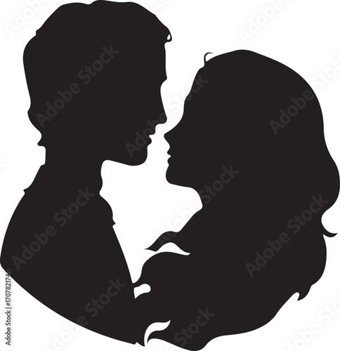 silhouette of a couple ,silhouette of a couple with heart