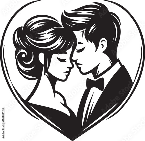 silhouette of a couple ,silhouette of a couple with heart