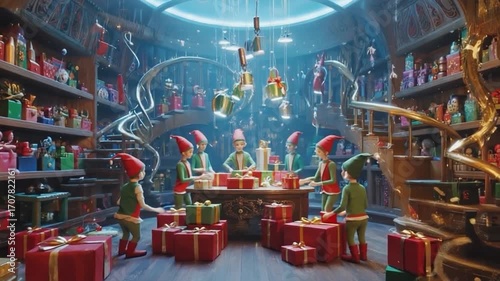 Elves in a toy factory.