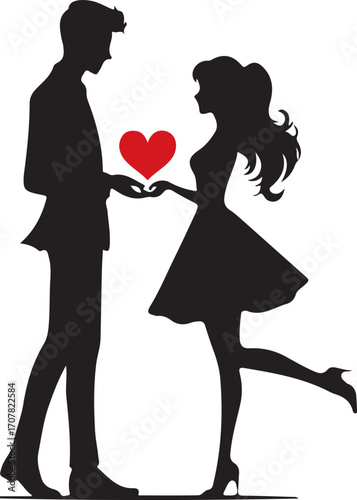 silhouette of a couple ,silhouette of a couple with heart