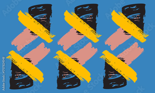Abstract Geometric Seamless Pattern with Yellow and Blue Shapes – Modern Decorative Design for Wallpaper, Textile, and Digital Backgrounds