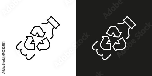 Plastic Bottle vector editable stroke icon on black and white background