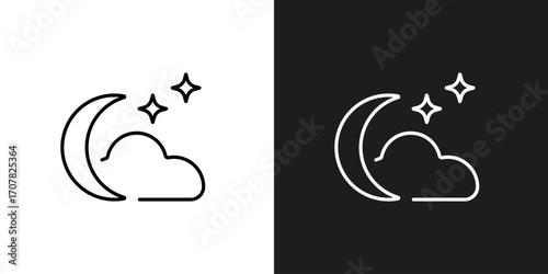 Moon and stars - night and sleep symbol. Vector editable stroke icon.