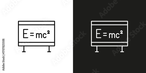 Physics formula on a board - education symbol. Vector editable stroke icon.