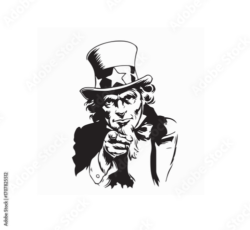 Uncle Sam American Patriot Vector Logo Design on white background