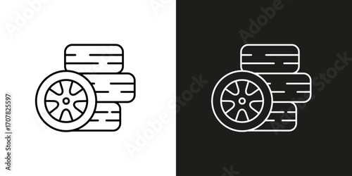 Car tires symbol. Vector editable stroke icon.