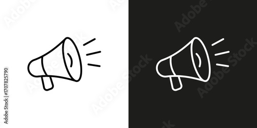 Advertisement and Announcement megaphone symbol. Vector editable stroke icon.