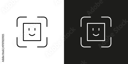 Face ID icon for unlocking screen. Vector editable stroke icon.