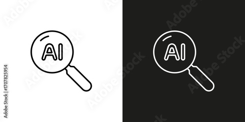 AI Search tool symbol. Vector editable line icon.