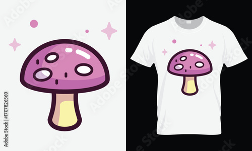 Mushroom t-shirt design template printing vector art illustrator