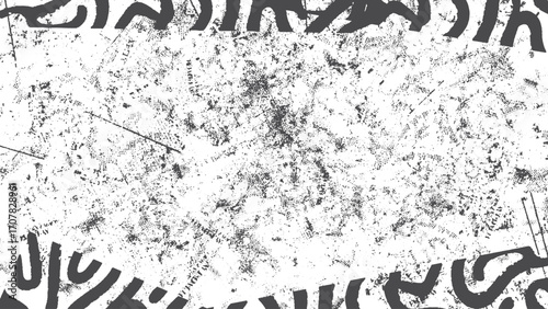 Grunge texture, Black scratched background. Black grunge texture with cracks and dirt on transparent background. 