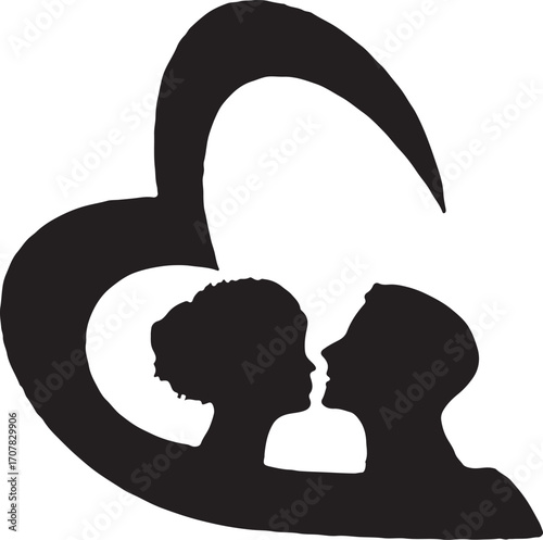 silhouette of a couple ,silhouette of a couple with heart