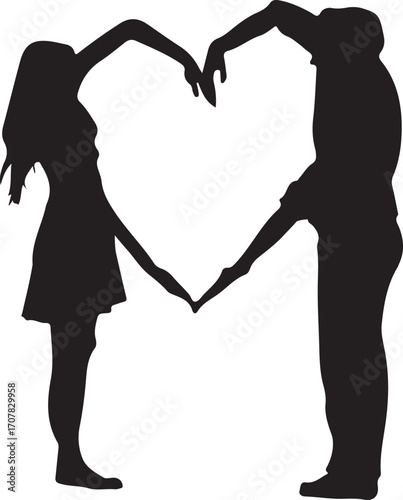 silhouette of a couple ,silhouette of a couple with heart