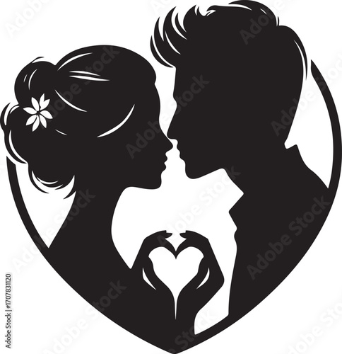 silhouette of a couple ,silhouette of a couple with heart
