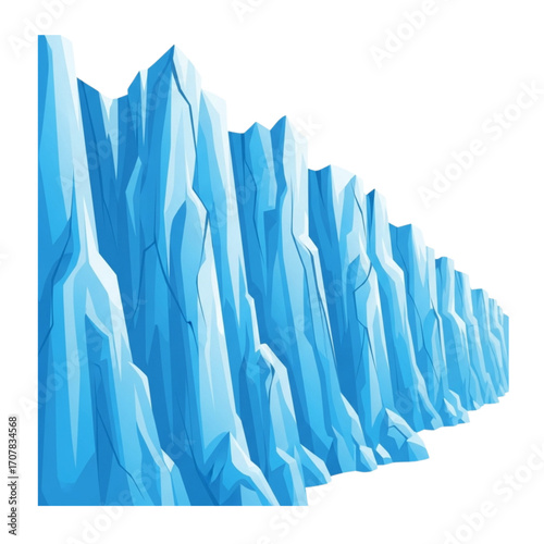 Majestic glacier wall stretches across the icy landscape, showcasing the beauty and fragility of arctic environment under a bright sky, highlighting climate change impact.