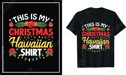 Hawaiian Christmas T-Shirt Design Funny Tropical Holiday Graphic