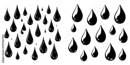 Realistic illustration of condensation on a glass surface, featuring isolated water droplets against a transparent background, reminiscent of steam in a shower or fog on a window with clear aqua