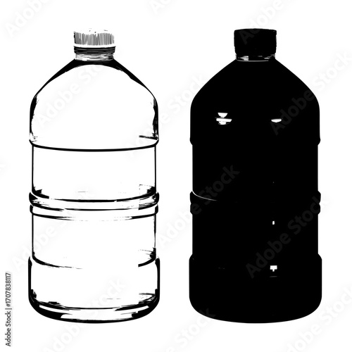 The water cooler bottle, which comes with an open and closed cap, is presented in a contemporary and realistic mockup of blue plastic packaging for drinking water, set against a transparent