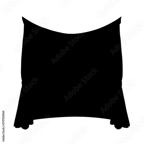 Transparent background features red window curtains that are set and folded, used as cloth for interior decoration, made of soft and lightweight material