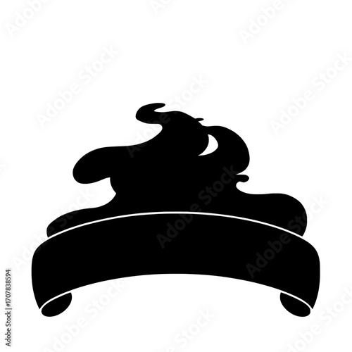 The modern illustration features a desert sandstorm with a brown, dusty, twisted, or swirling vortex cloud banner, and dry sand is seen flying through the air, propelled by a gust of wind, amidst a