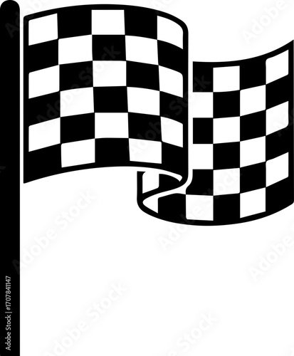 Dynamic checkered flag waves victoriously signaling race finish and ultimate achievement