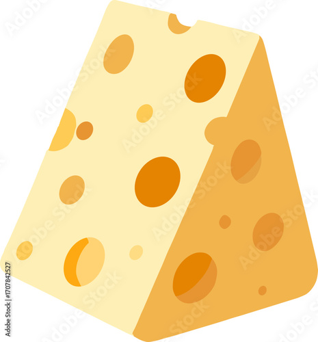 Triangle block of Swiss style cheese isolated on white background