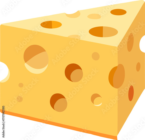 Cube block of cheese with holes vector illustration